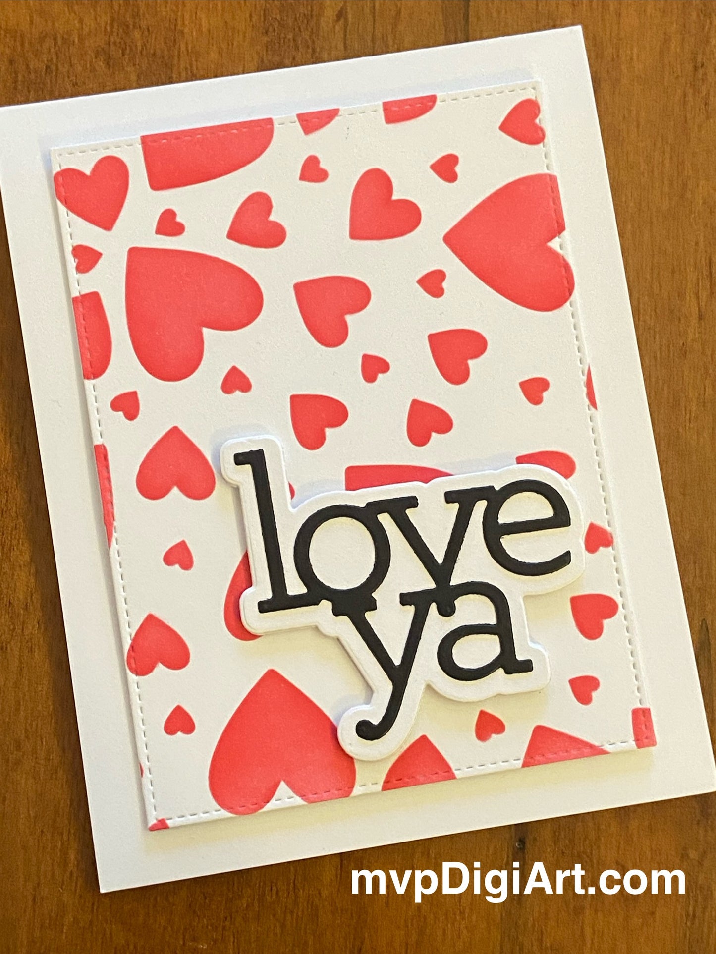 Handcrafted Heart Card for Him or Her | "Love Ya" Message
