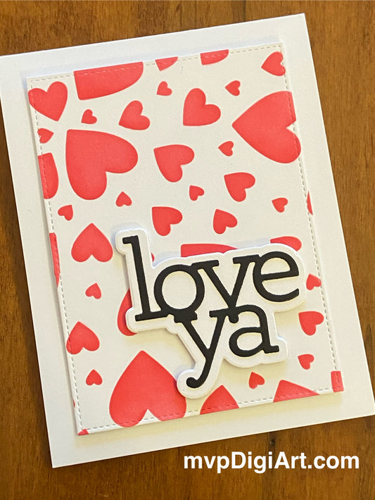 Handcrafted Heart Card for Him or Her | "Love Ya" Message