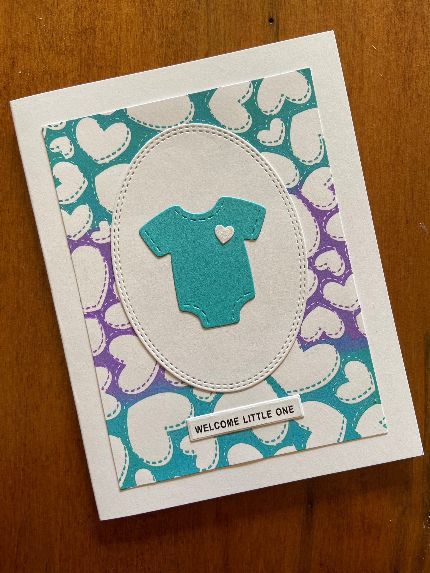 Welcome Little One Onsie Handmade Shower Card