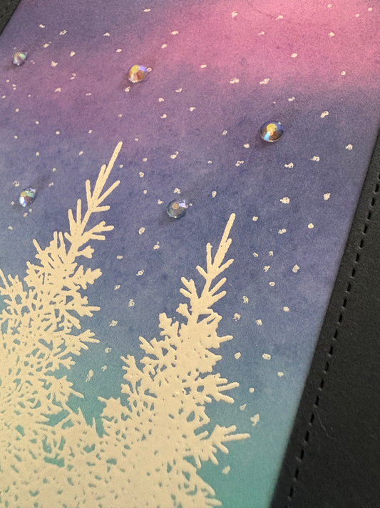 Snowy Sky Spruce Trees Christmas Card | Handmade 5x7