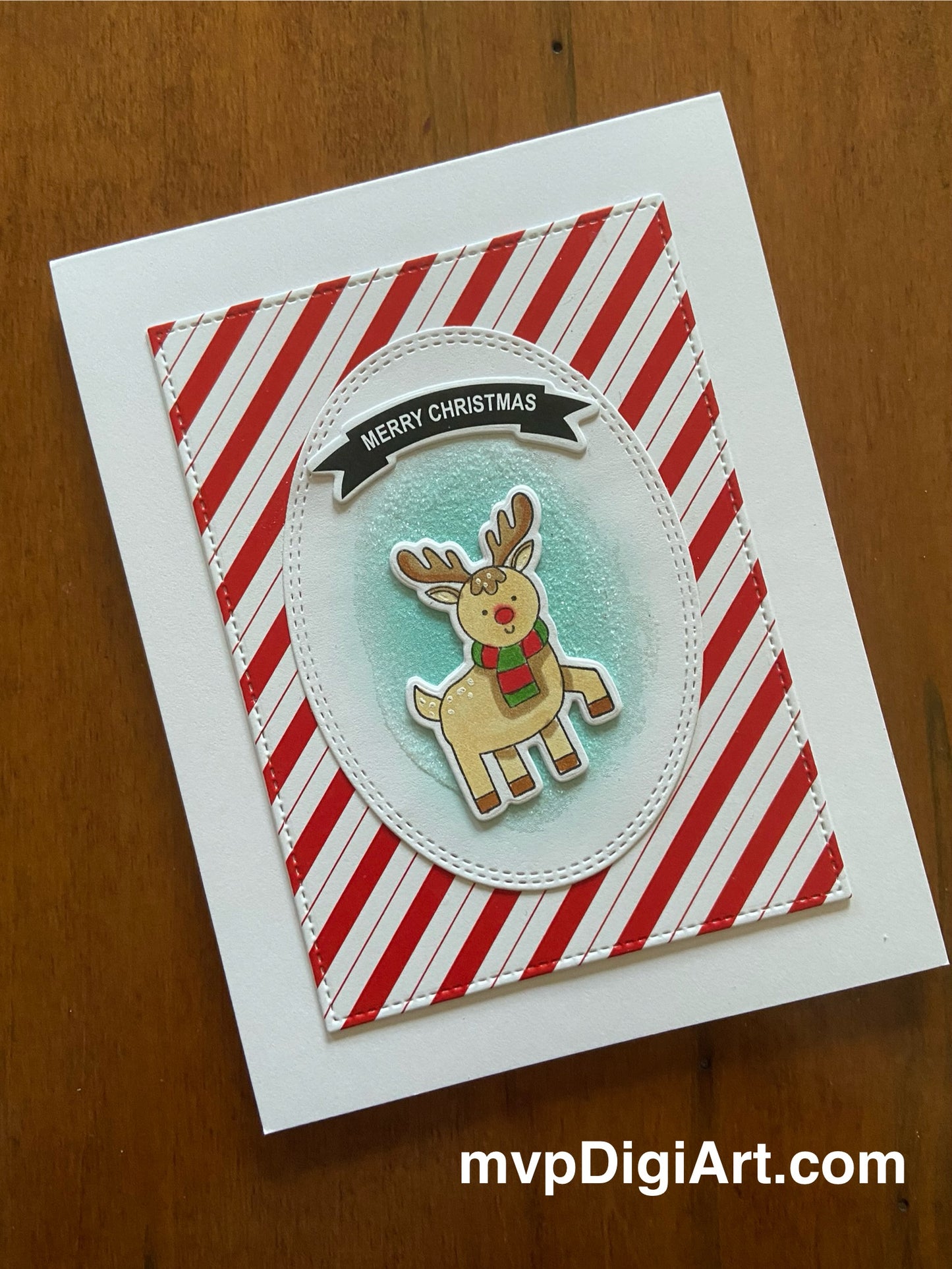 Handmade Christmas Card | Candy Cane Stripes With Winter Characters