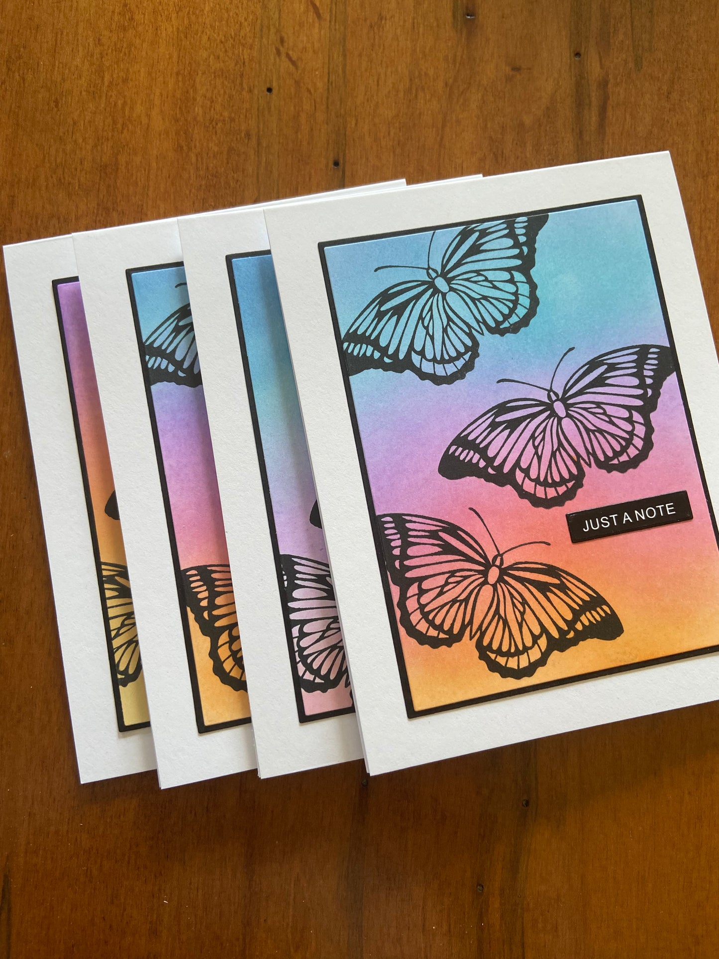 Multi Occasion Handmade Card Set; Butterfly Silhouettes | 4 Pack