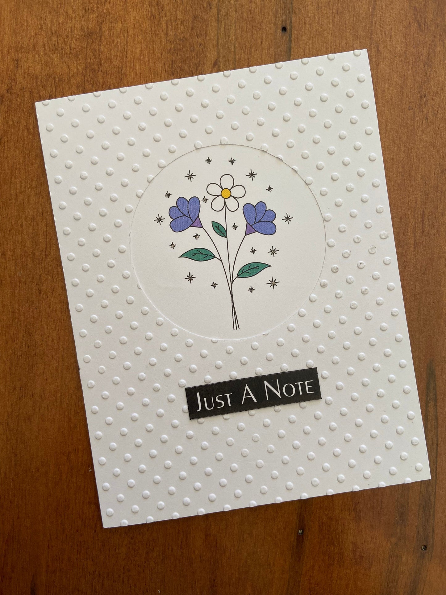 "Just a Note" Floral Card | Digitally Printed and Centred on Swiss Dot Backdrop