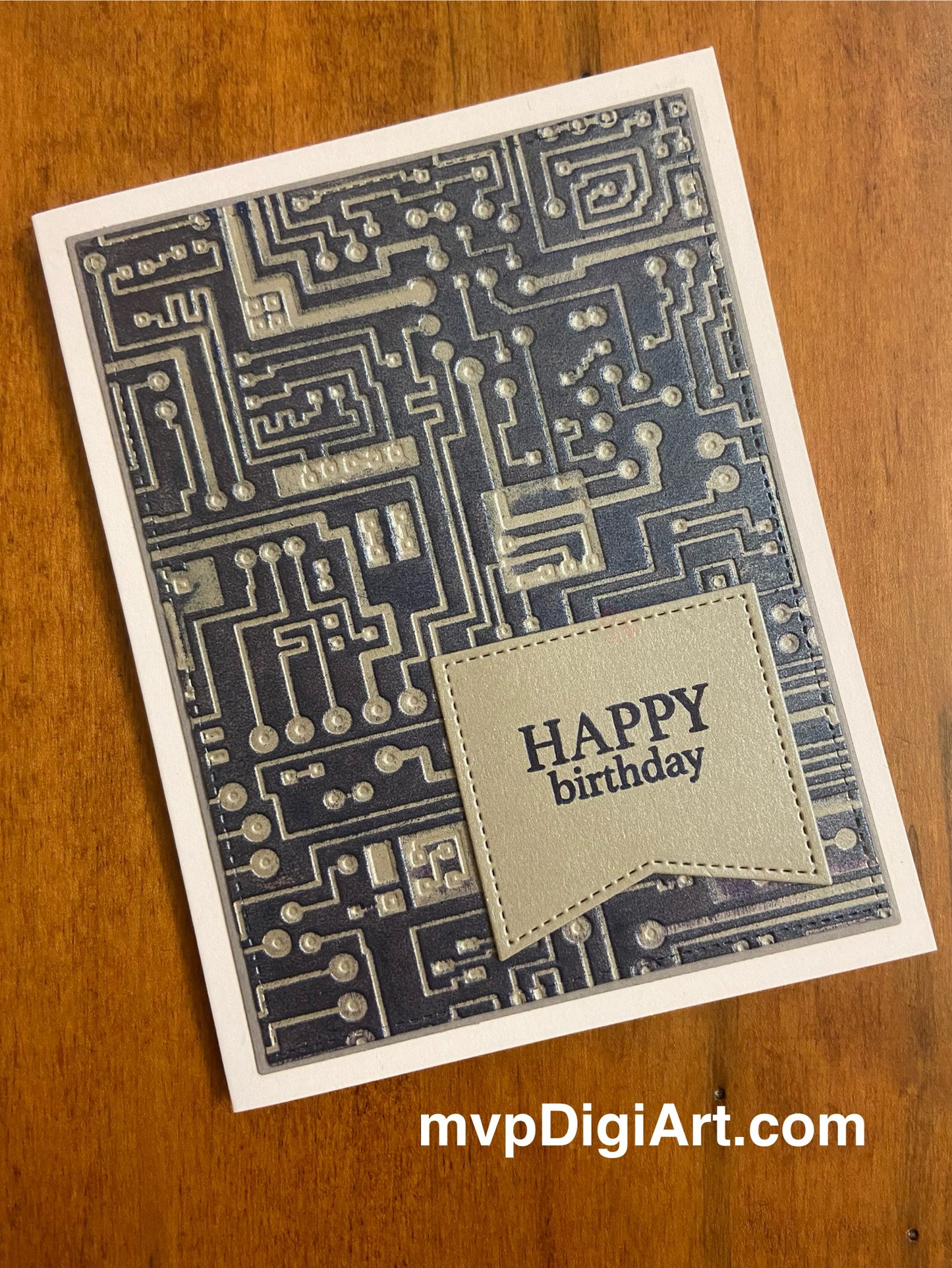 Handmade Happy Birthday Card | Circuit Board v1