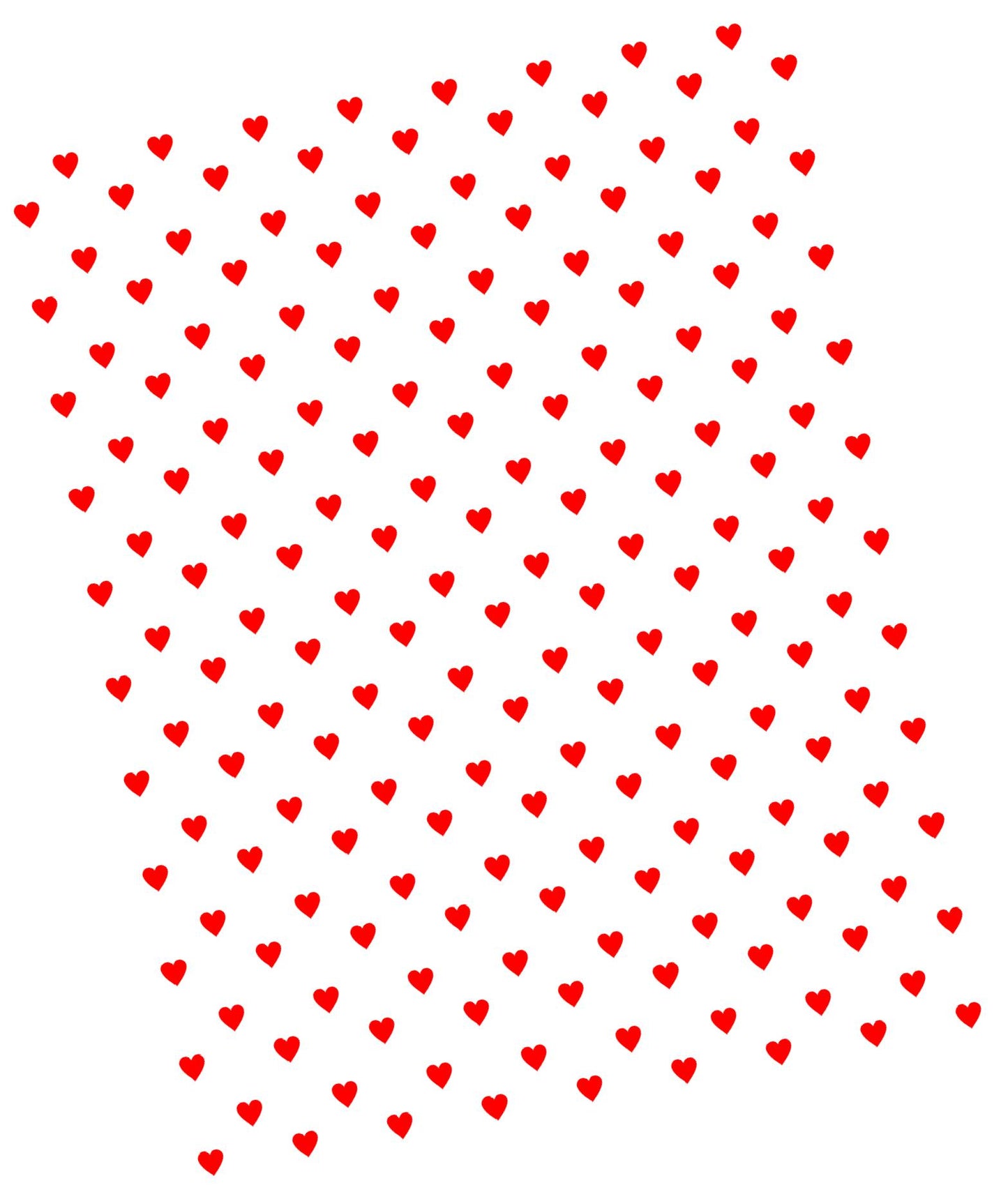 Pattern of red hearts on a white background