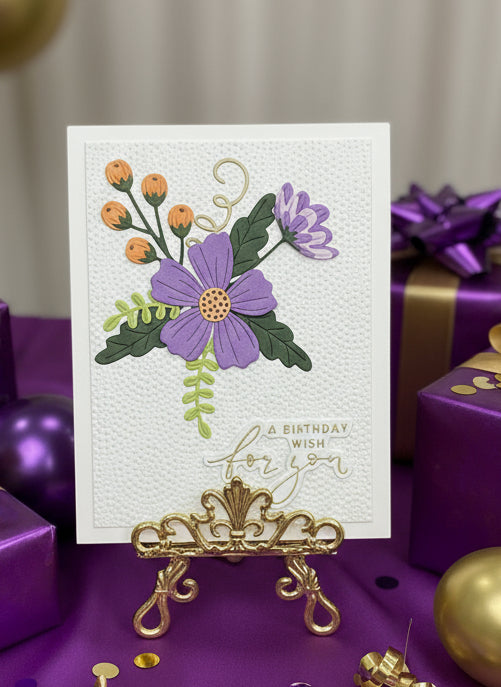 Elegant, Handcrafted Die-Cut Floral Birthday Card
