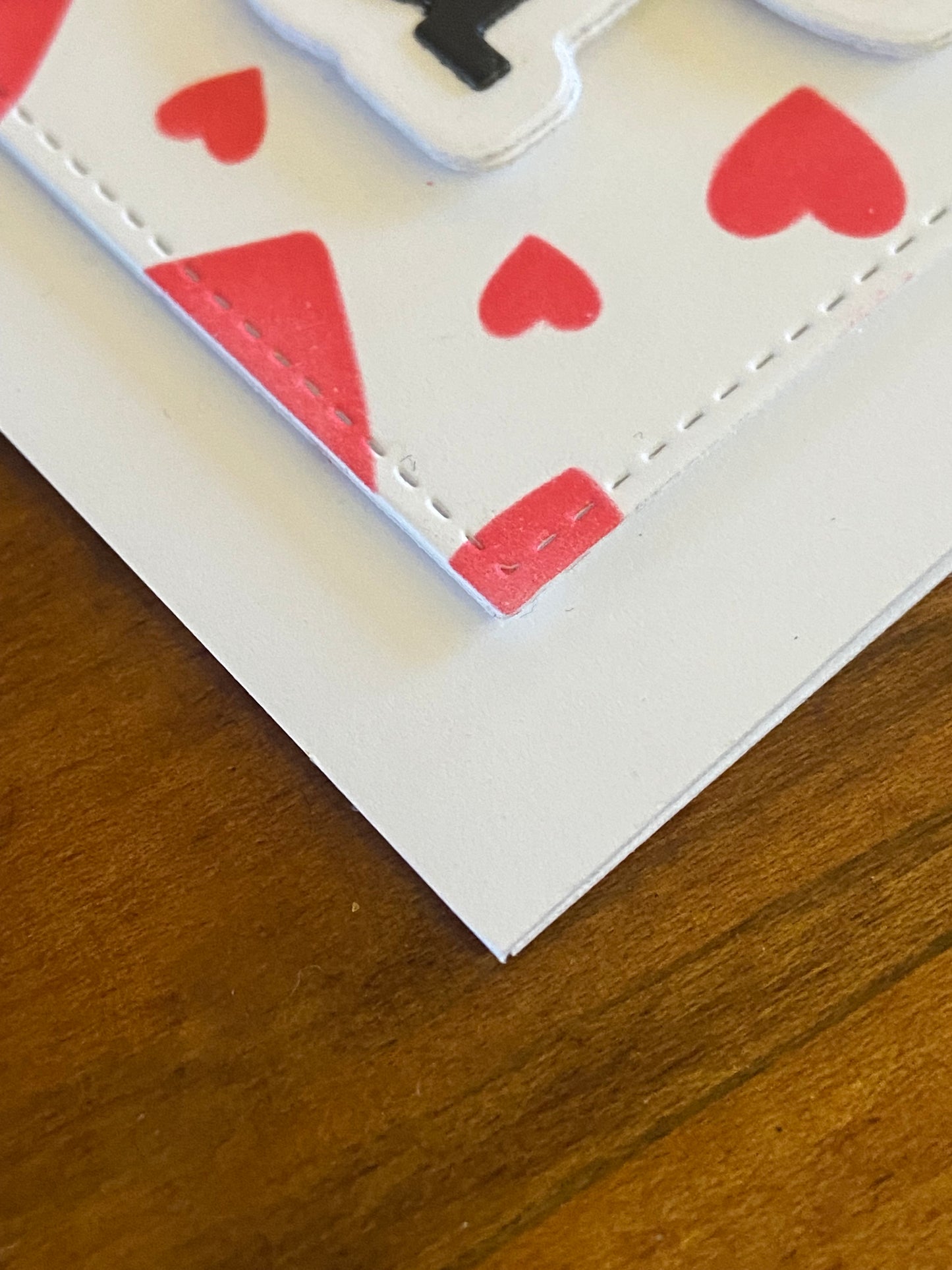 Love Ya - Handcrafted Card with Red Heart Pattern