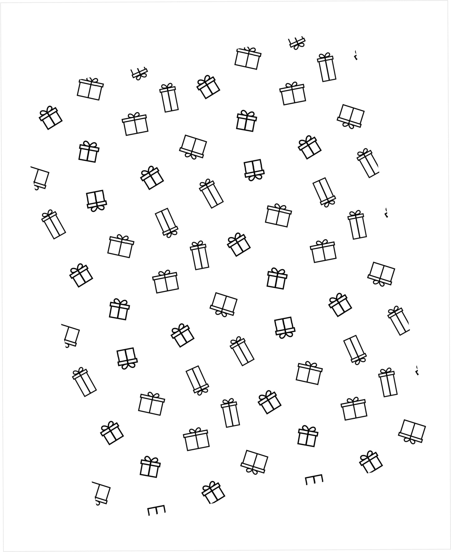 White cardstock with black gift box pattern