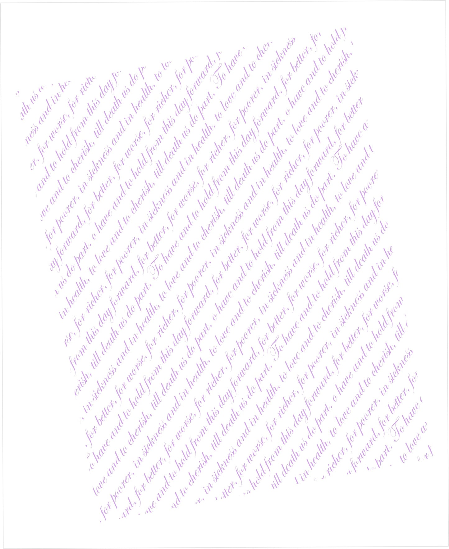 Soft purple wedding vows pattern on white