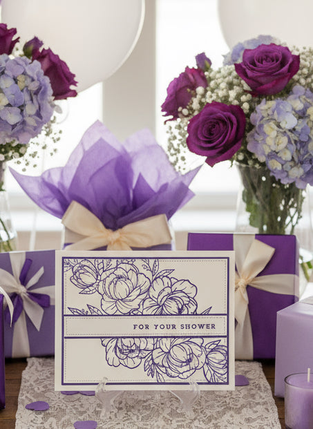 Bridal shower card with gifts and decor