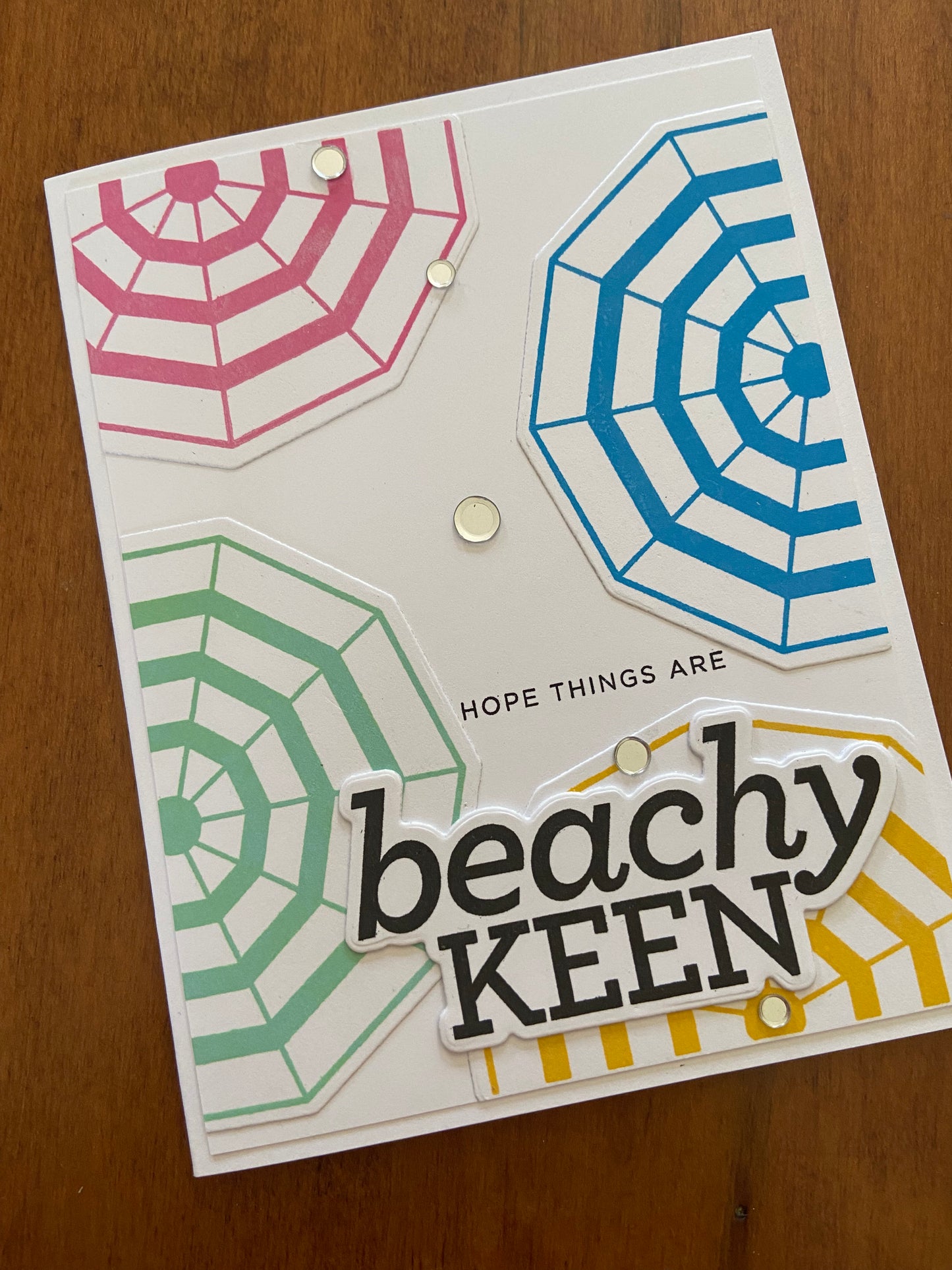 Handmade Thinking of You Card With A Beach Umbrellas