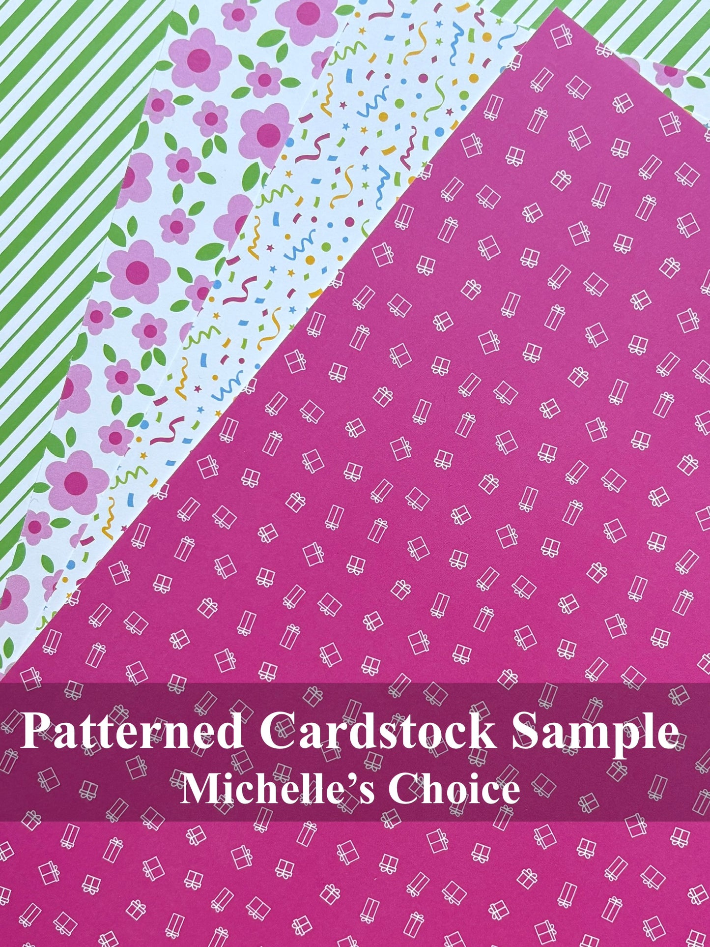 Patterned Cardstock Sample — Michelle's Choice by Michelle V. Park Design, featuring coordinated pink and green cardstock patterns