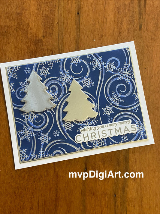 Handmade Christmas Card | Snowflakes & Silver Trees Emily S purchased