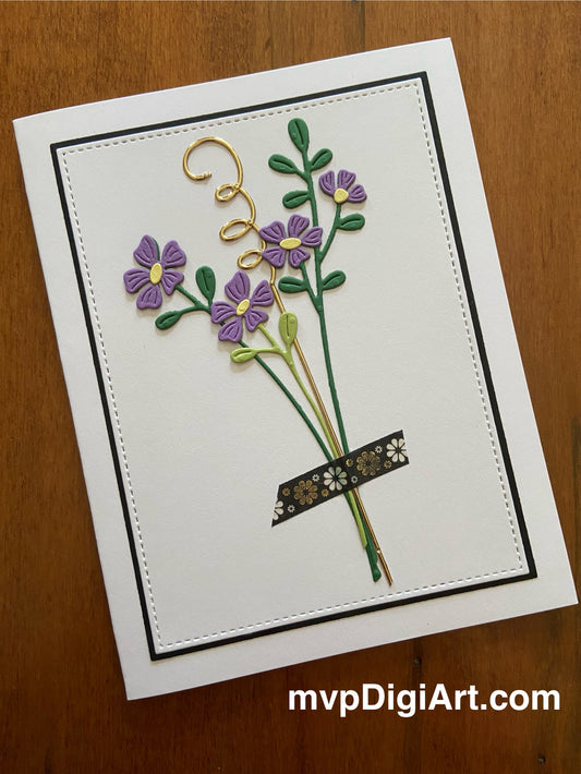 Handmade All and Any Occasion Card | Tiny Flowers and Foliage Bouquet