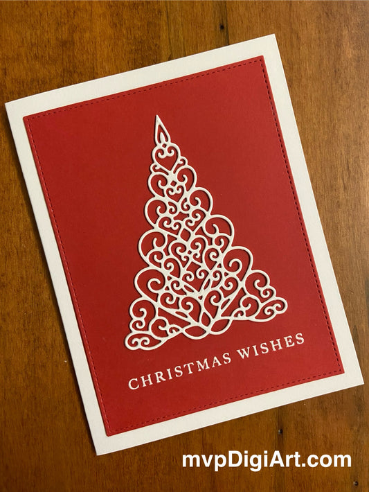 Handmade Christmas Card | Elegant White Christmas Tree