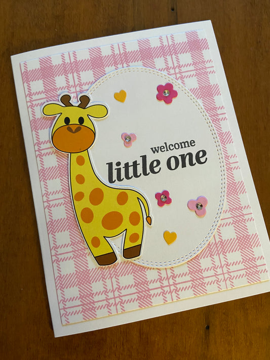 Welcome Little One Giraffe Card (girl)