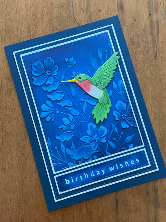 Hummingbird In a Meadow | Handmade Birthday Wishes Card