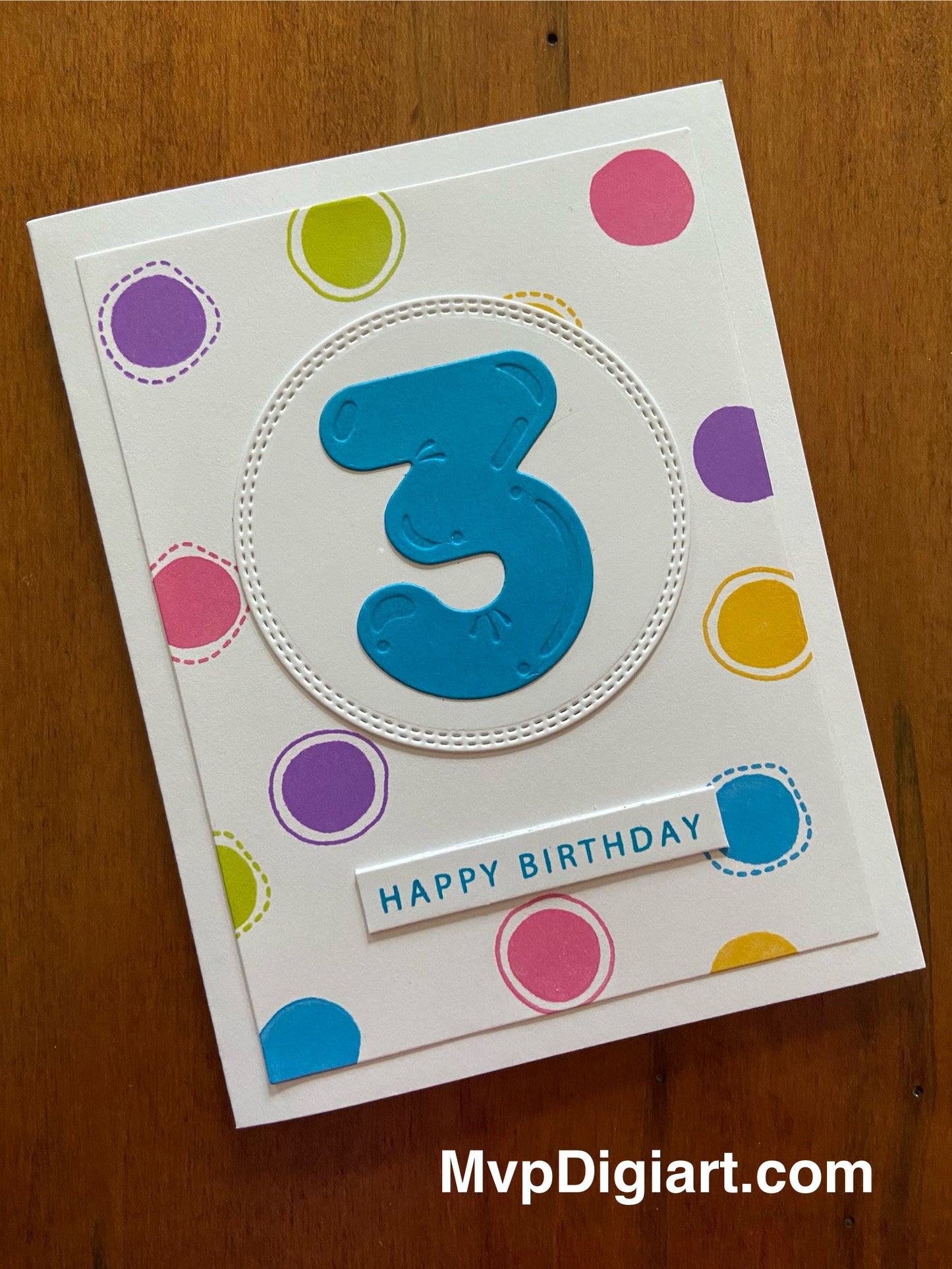 Polka Dots Child 3rd Birthday Card