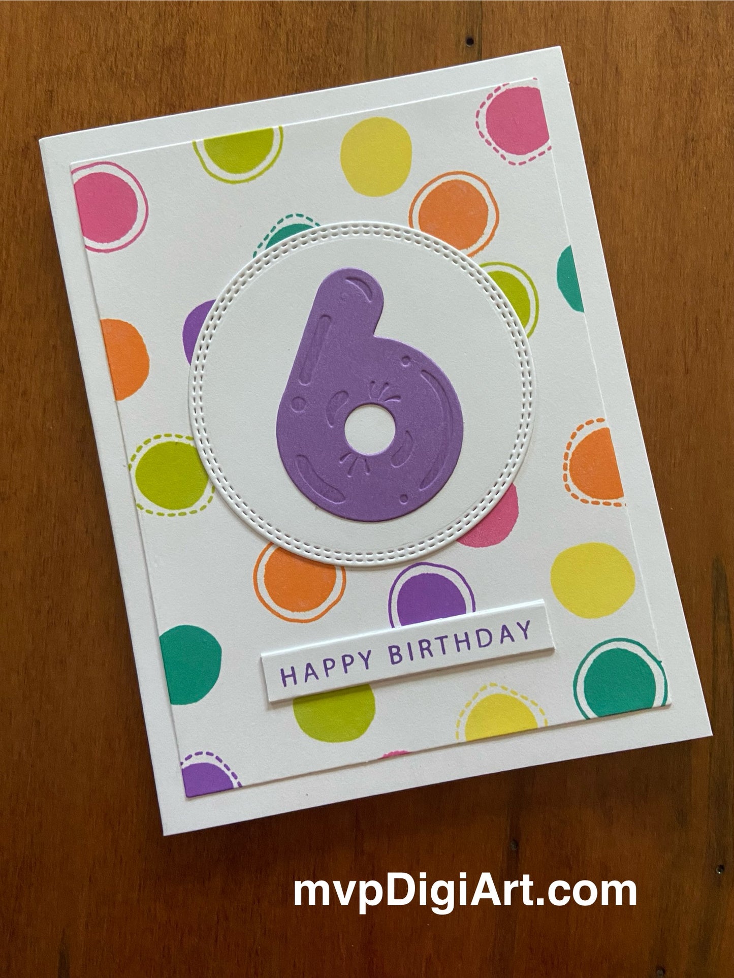 Polka Dots Child 6th Birthday Card | Purple 6