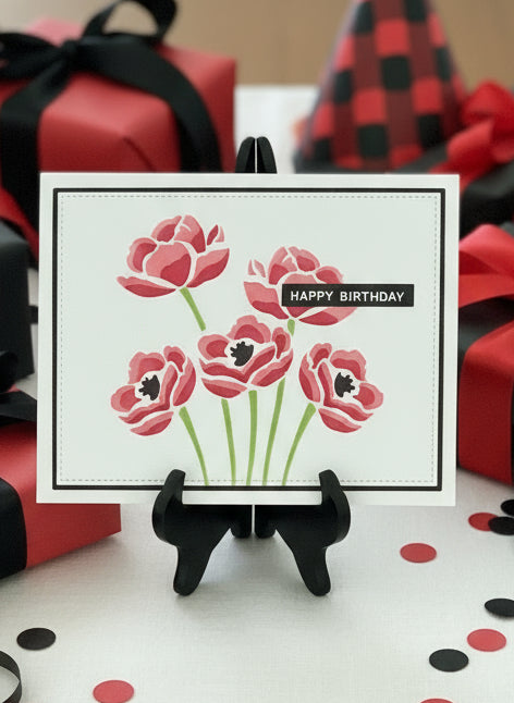 Poppies in the Wind Birthday Card | Elegant Handmade Floral Design