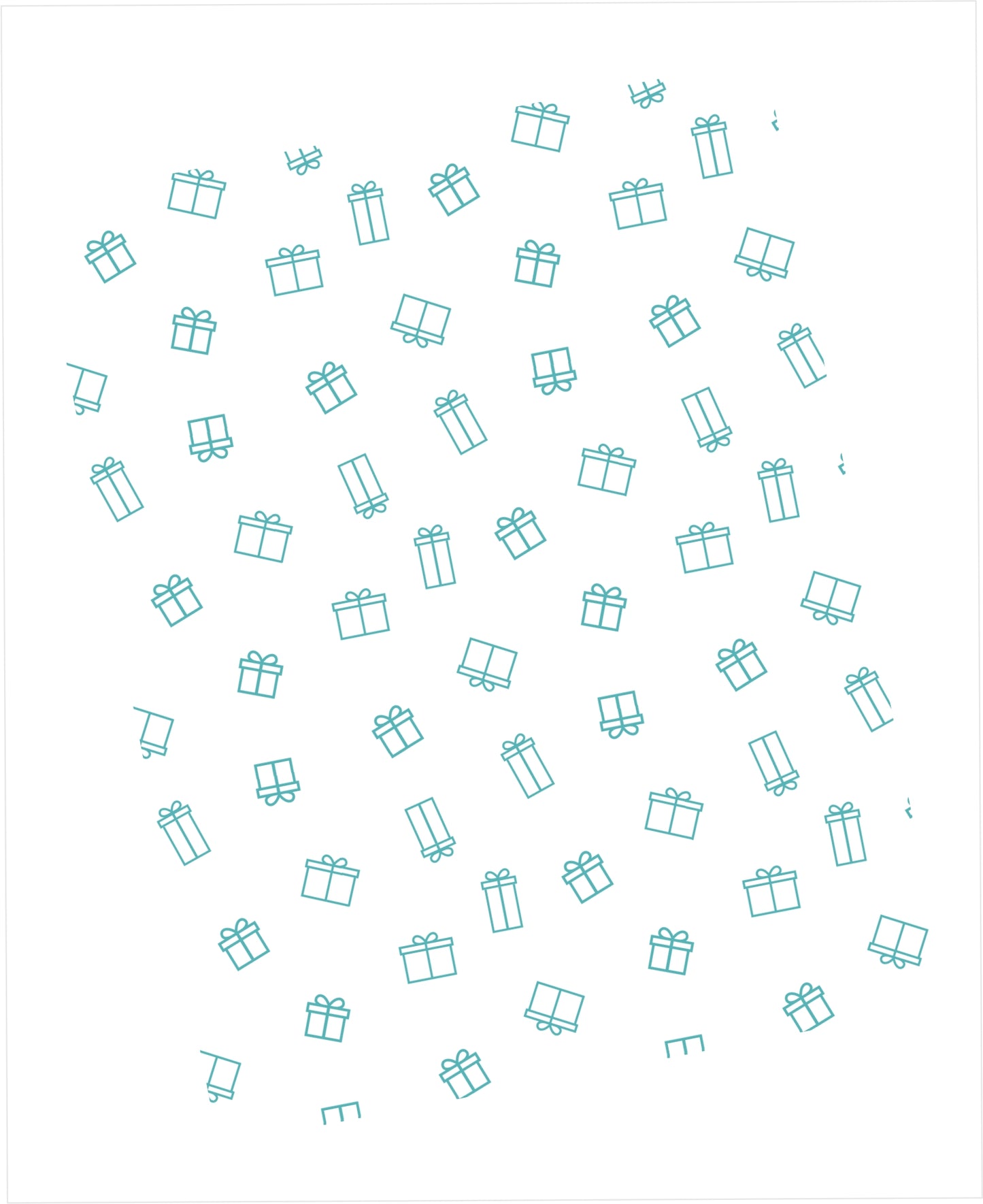 White cardstock with turquoise gift box pattern