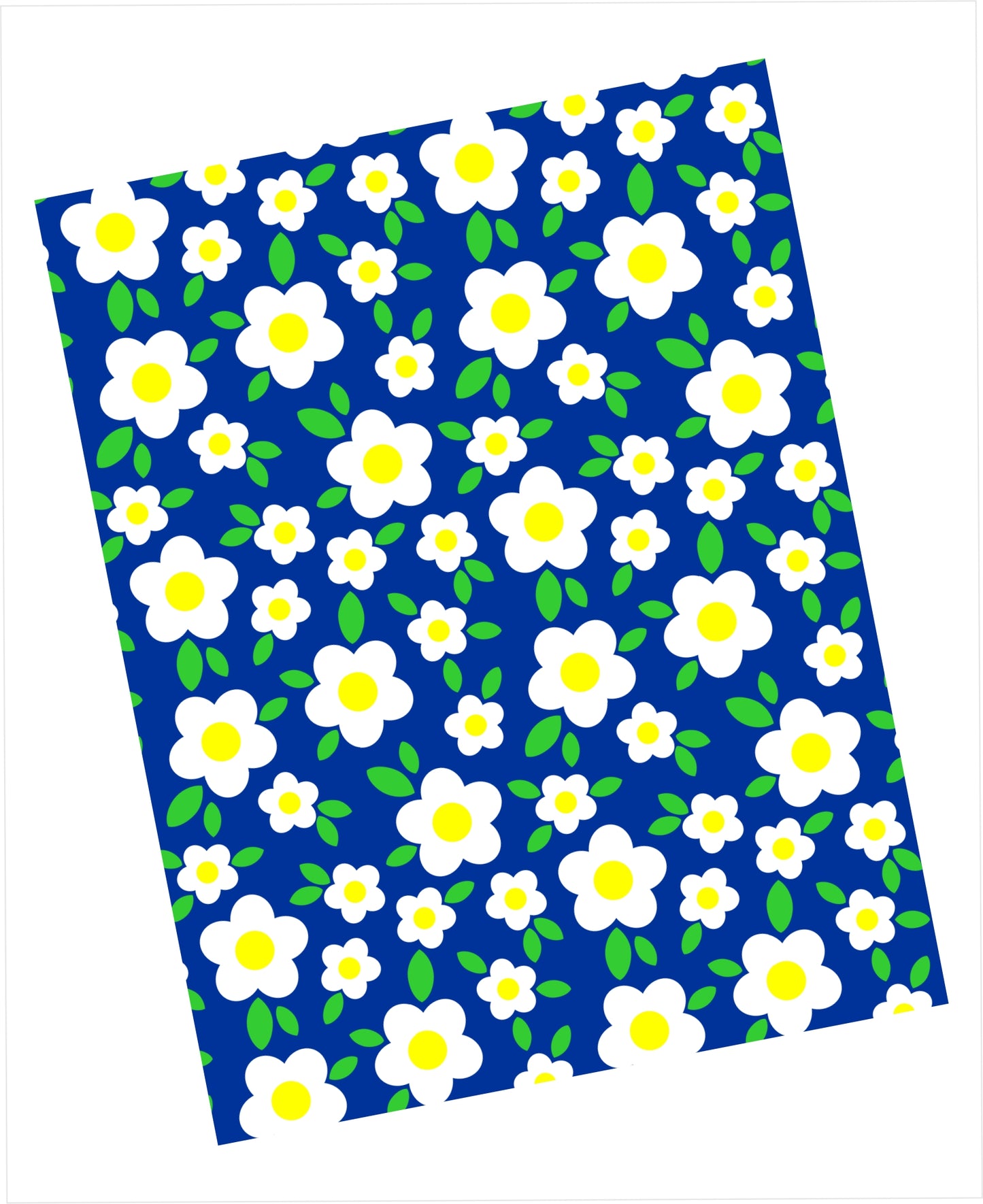 White daisy leaf pattern on dark blue