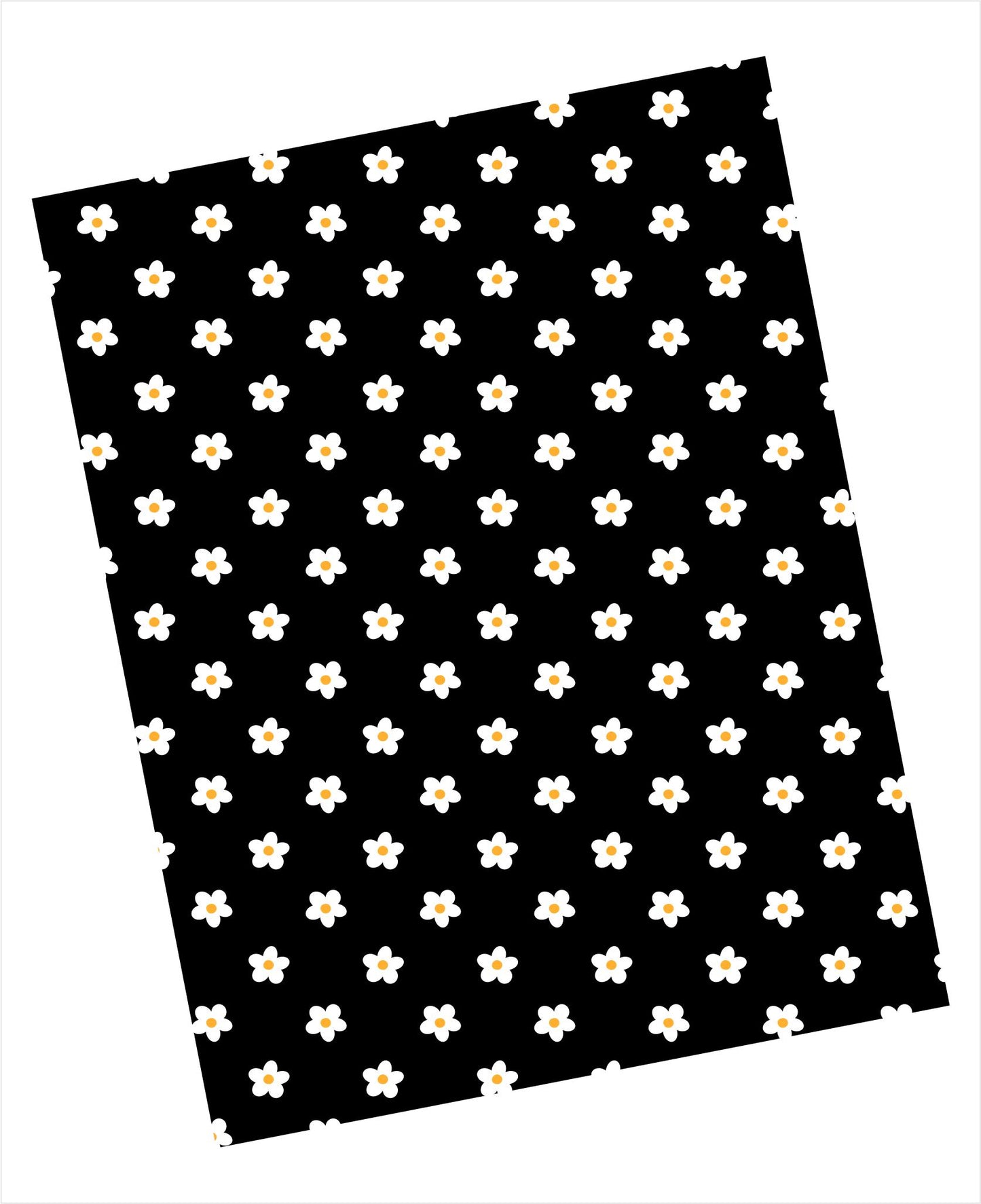 White floral pattern on black