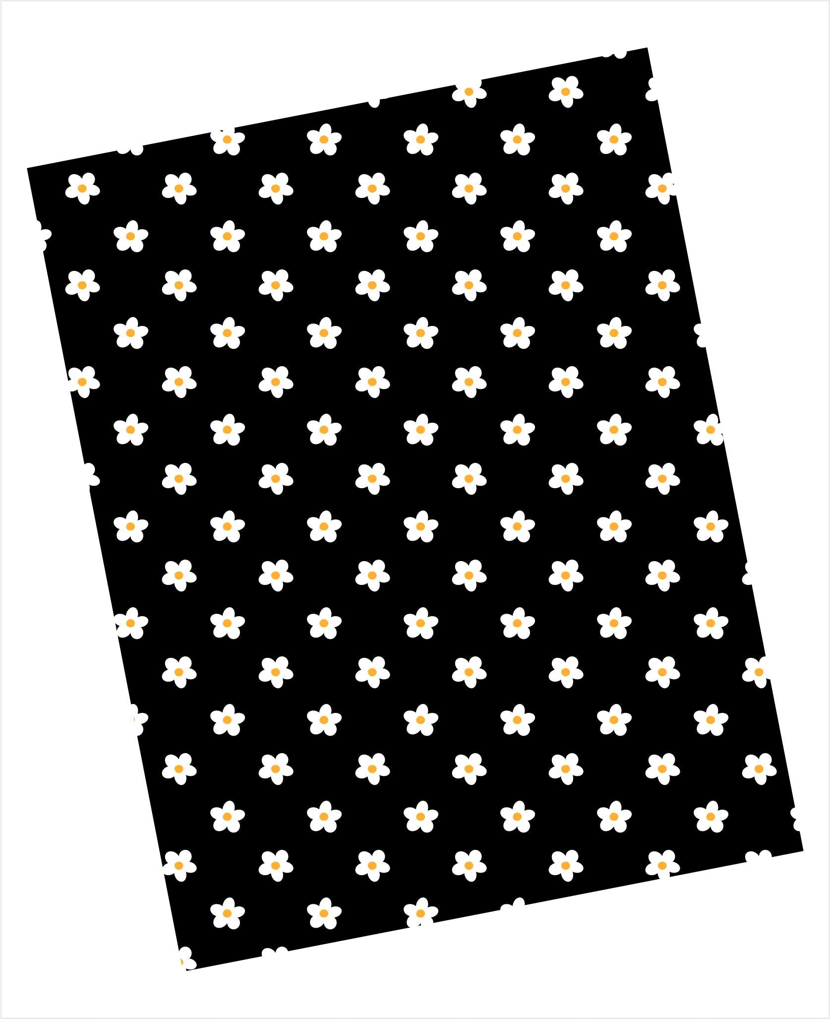 White floral pattern on black