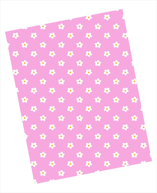White floral pattern on pink