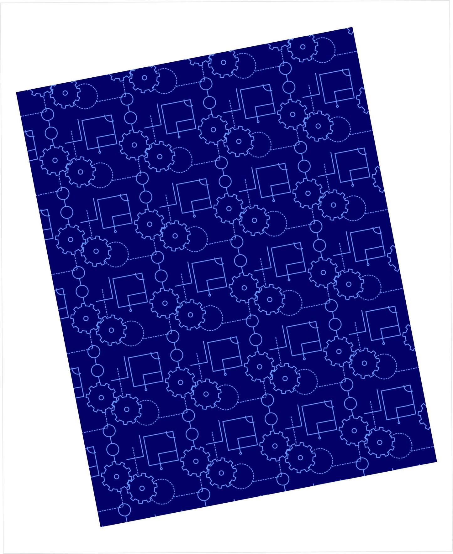 Cardstock with light blue gears pattern on dark blue