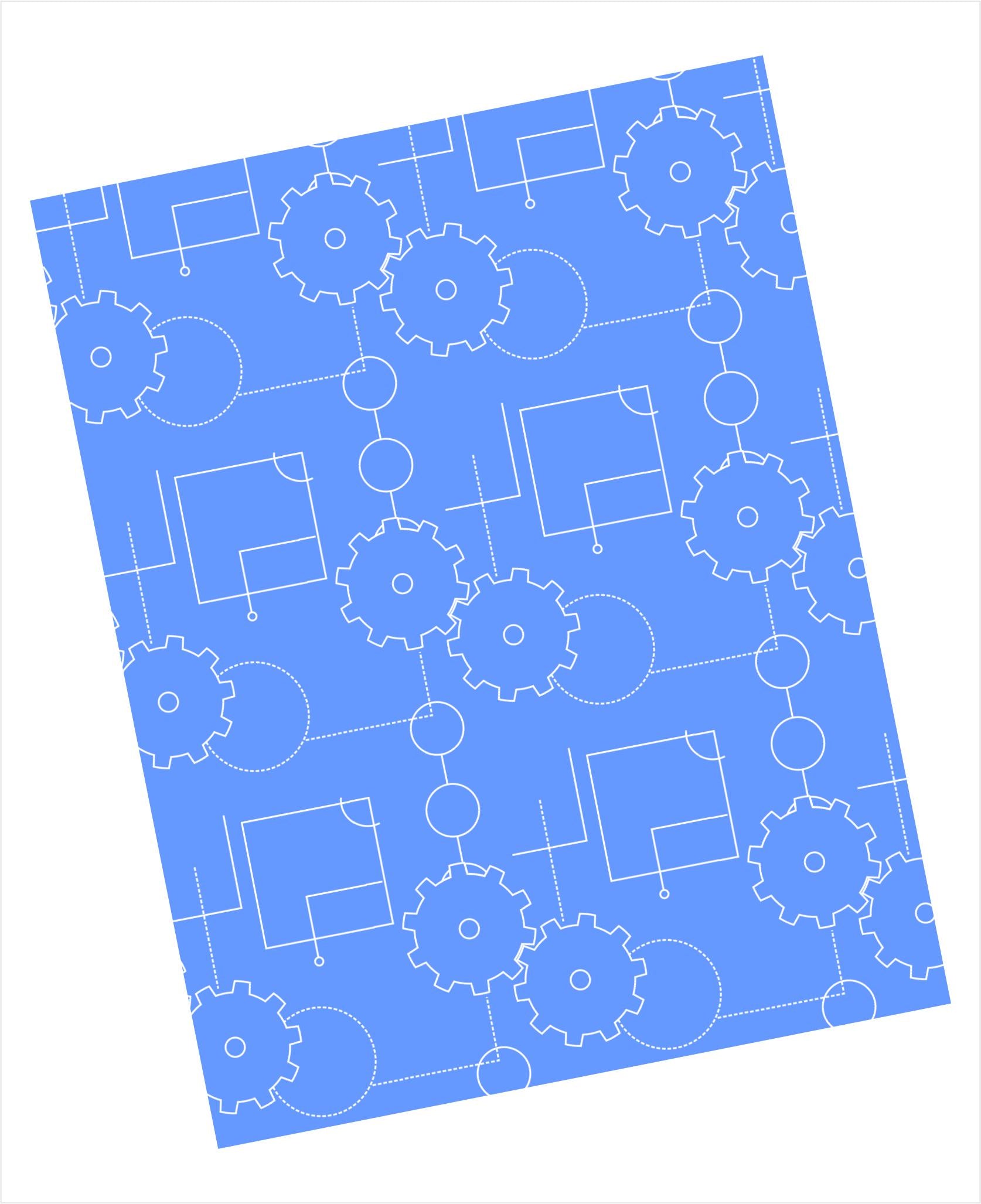 White gears pattern on blue