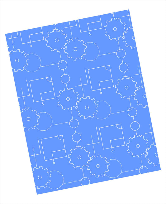 White gears pattern on blue