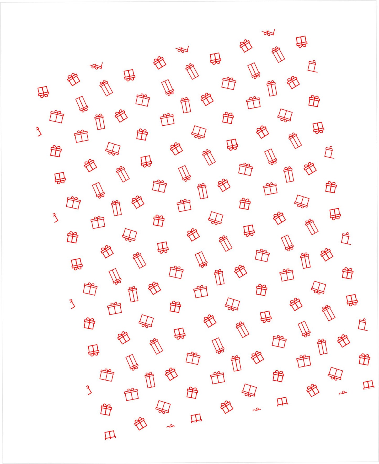 Cardstock with red gift box pattern on white background