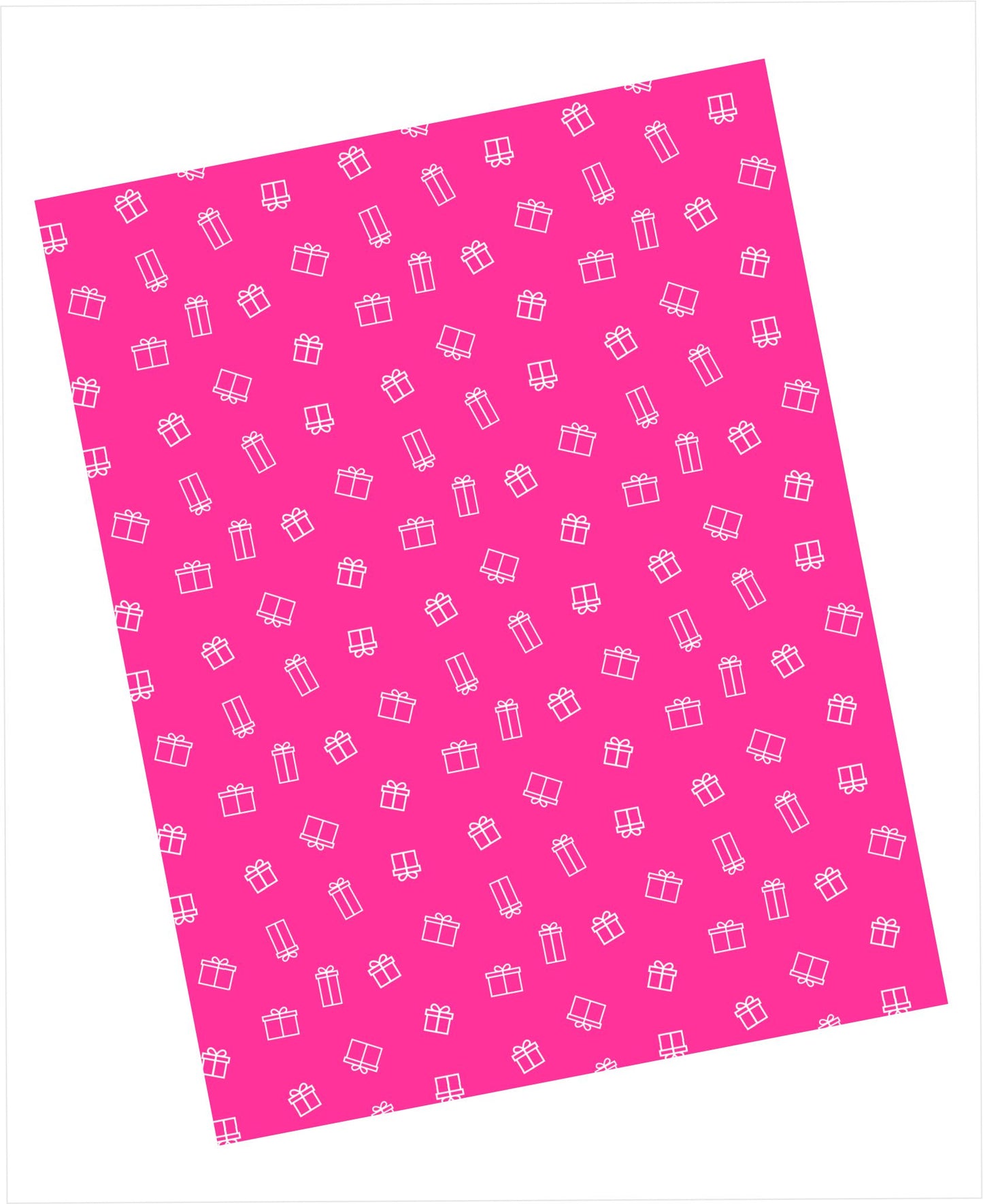 Cardstock with white gift box pattern on hot pink background