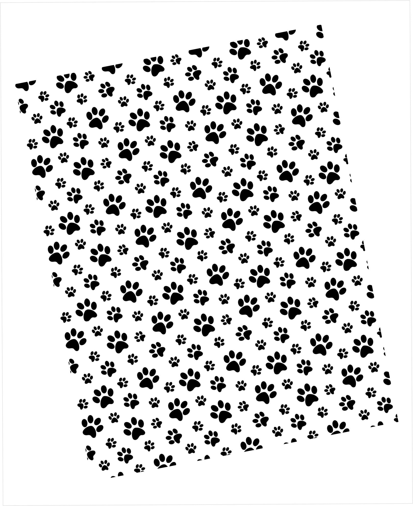 Cardstock with black paws pattern on white