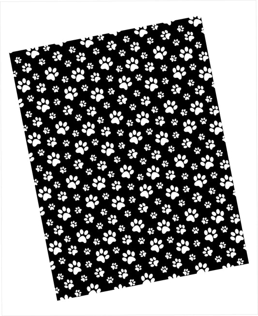 White paws pattern on black