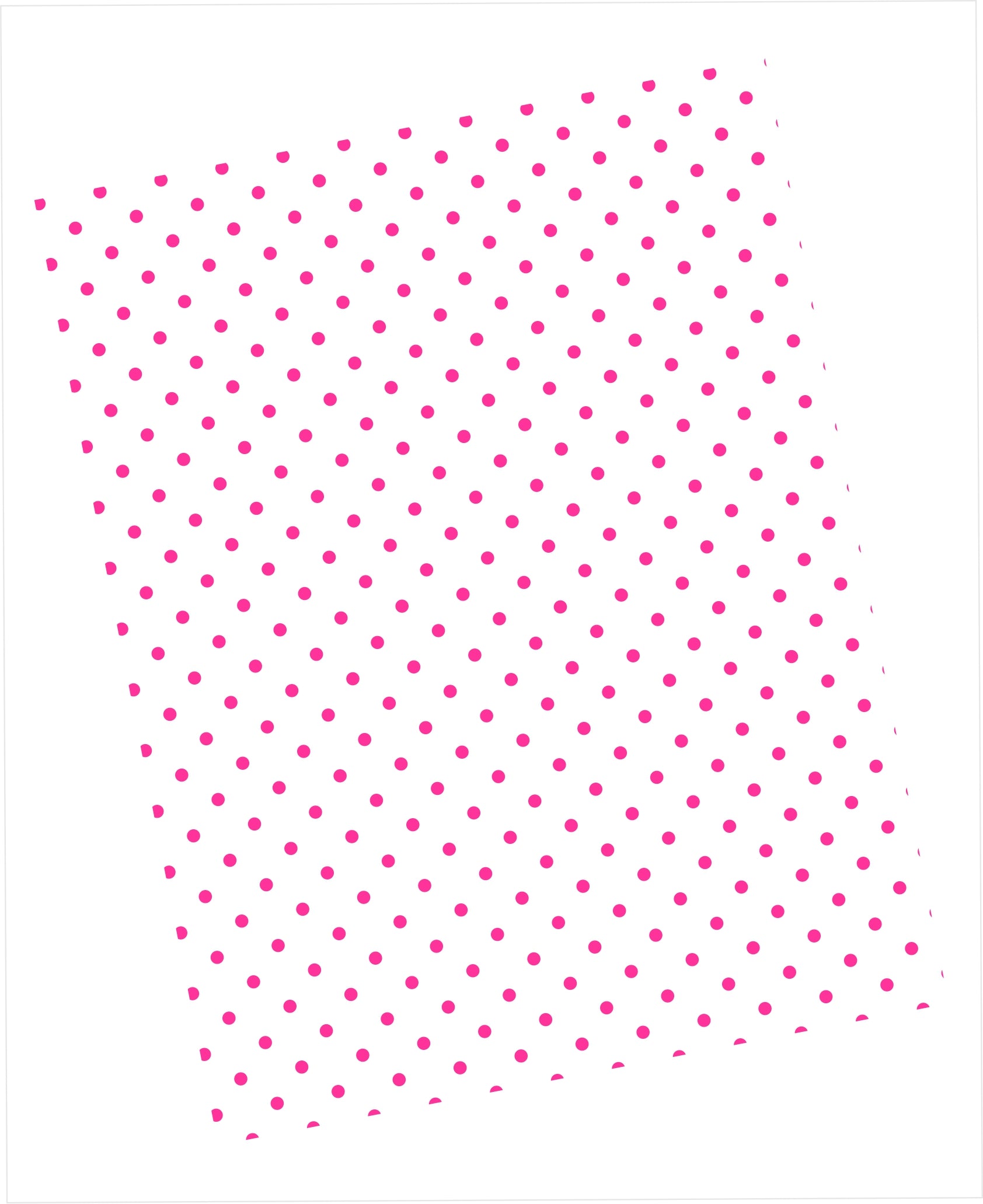 Hot pink swiss dots pattern on white