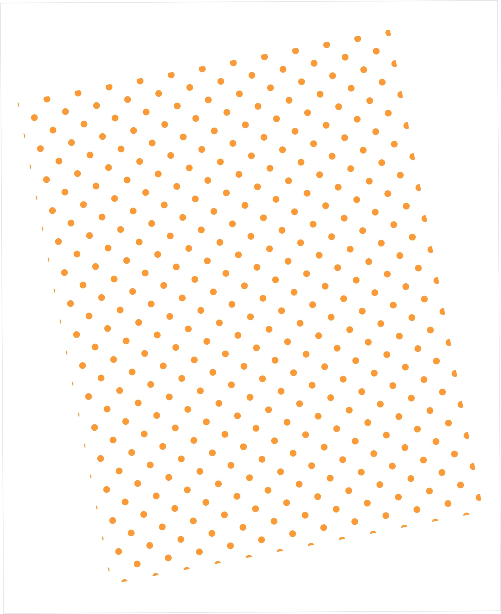 Soft orange swiss dots pattern on white