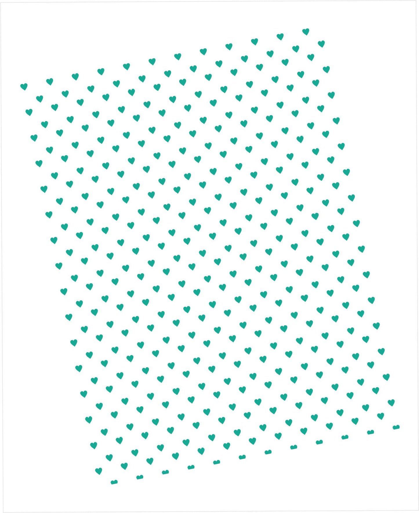 Cardstock with teeny tiny green blue hearts pattern on white background