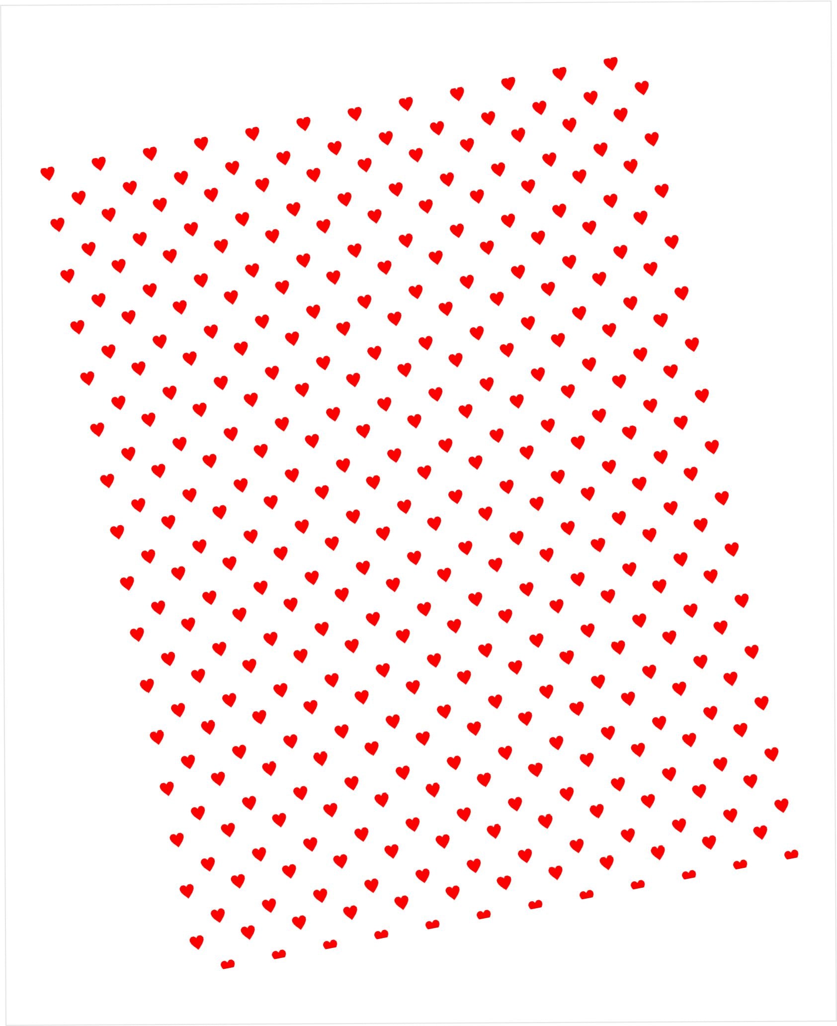 Cardstock with teeny tiny red hearts pattern on white background