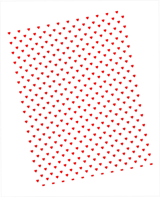 Cardstock with teeny tiny red hearts pattern on white background
