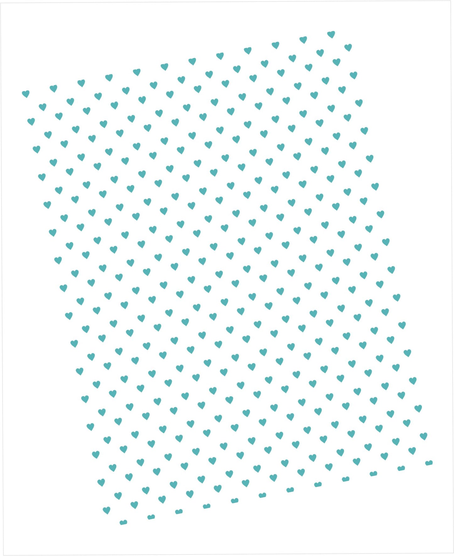 Cardstock with teeny tiny turquoise hearts pattern on white background
