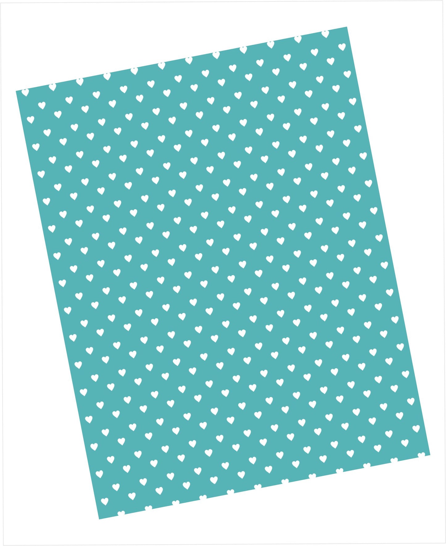 Cardstock with teeny tiny white hearts pattern on turquoise background