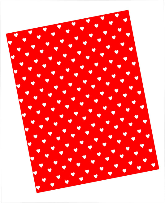 Cardstock with tiny white hearts pattern on red background