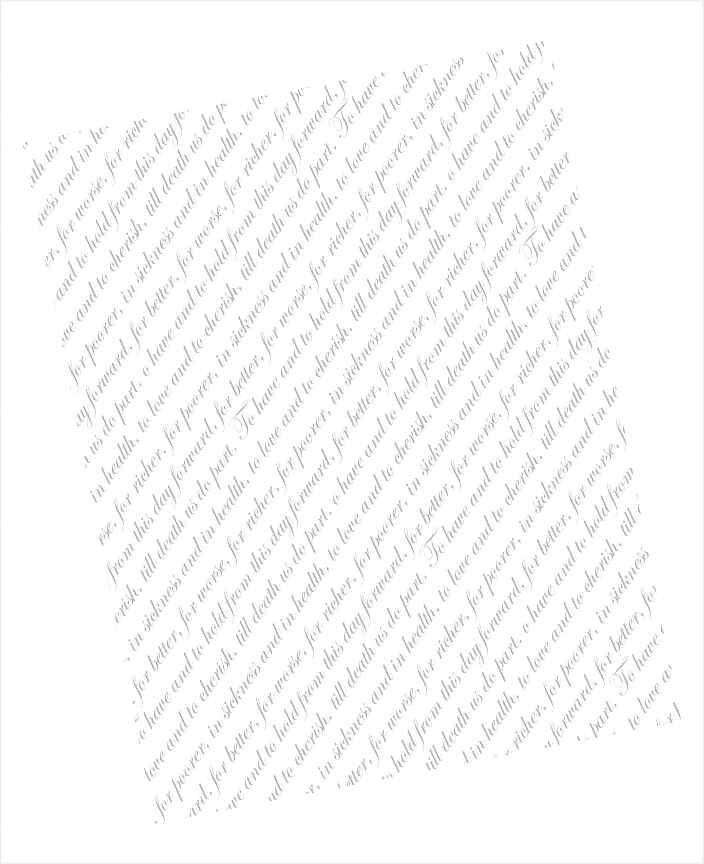Medium grey wedding vows pattern on white