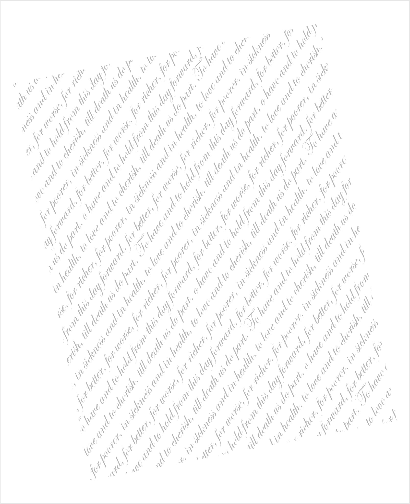 Medium grey wedding vows pattern on white