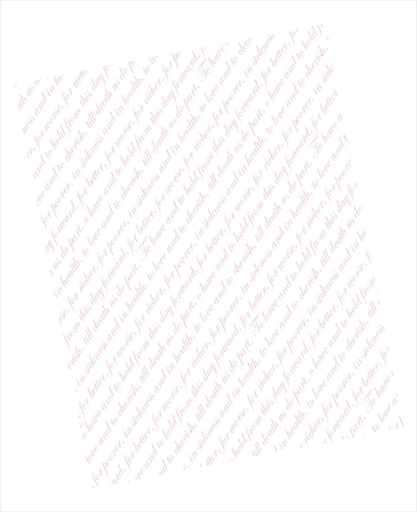 Soft pink wedding vows pattern on white