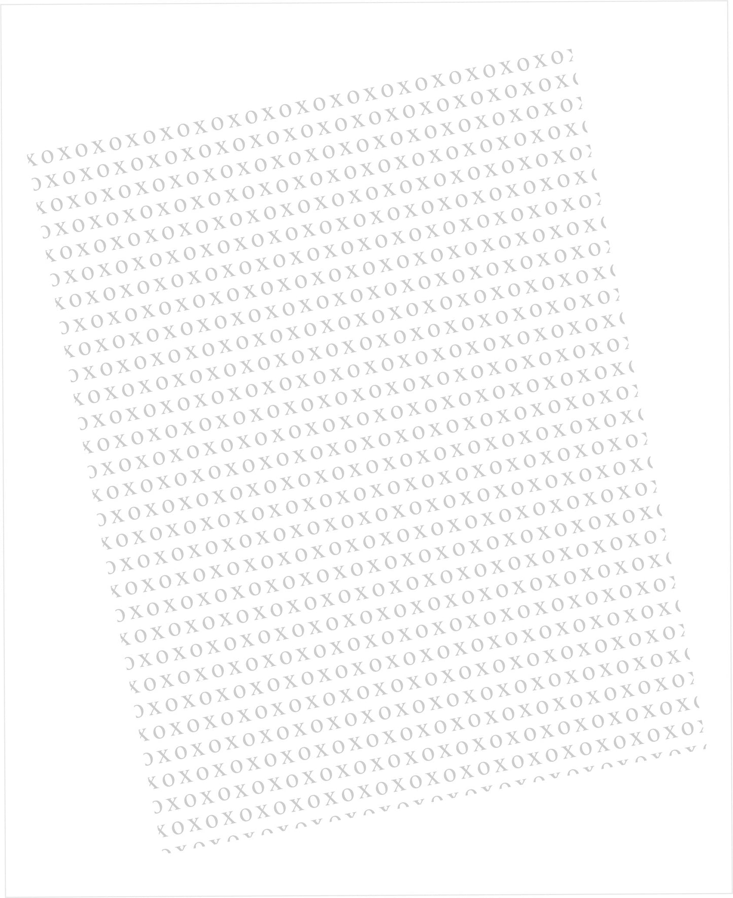XOXOXO pattern cardstock in light grey on white background