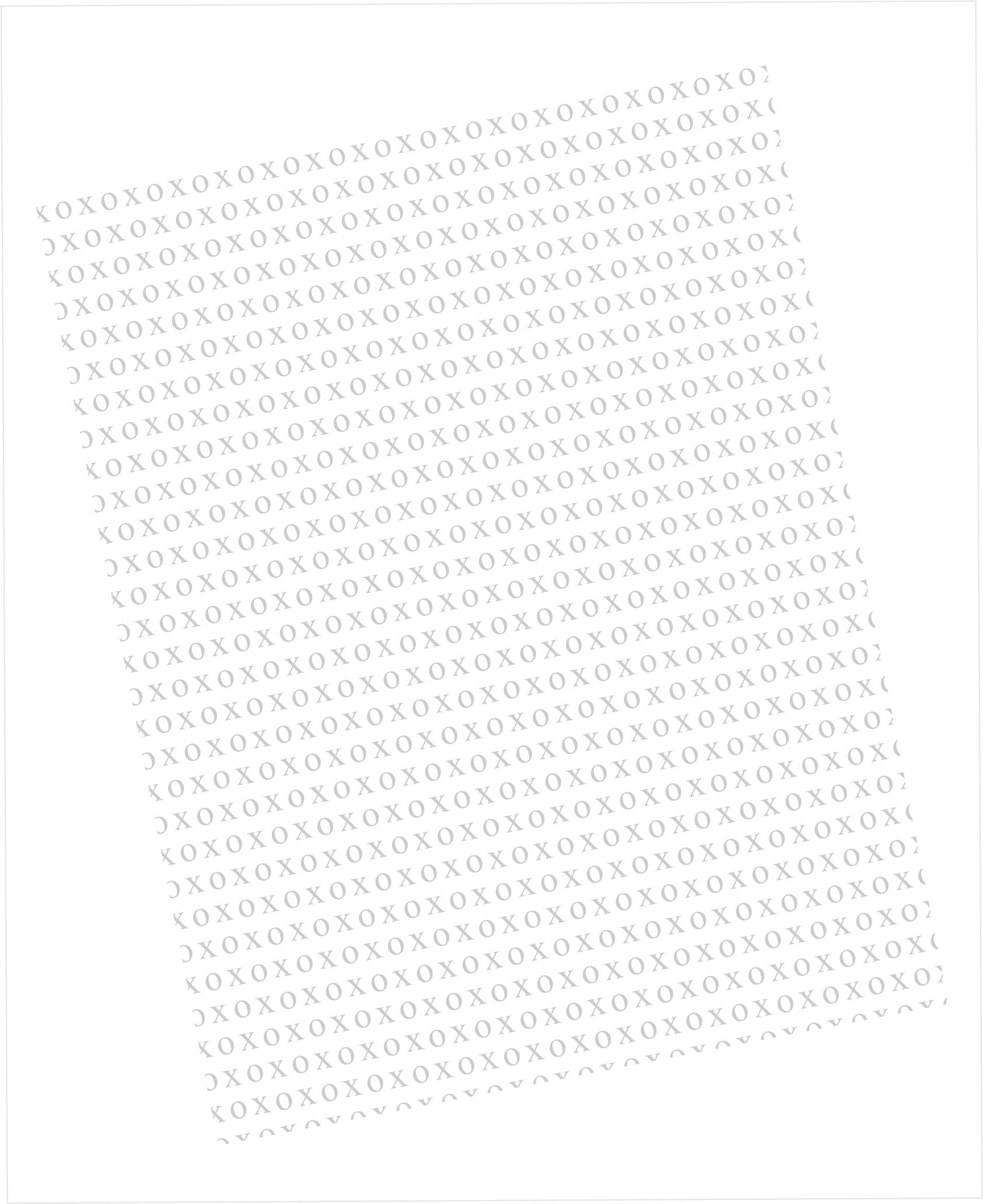 XOXOXO pattern cardstock in light grey on white background
