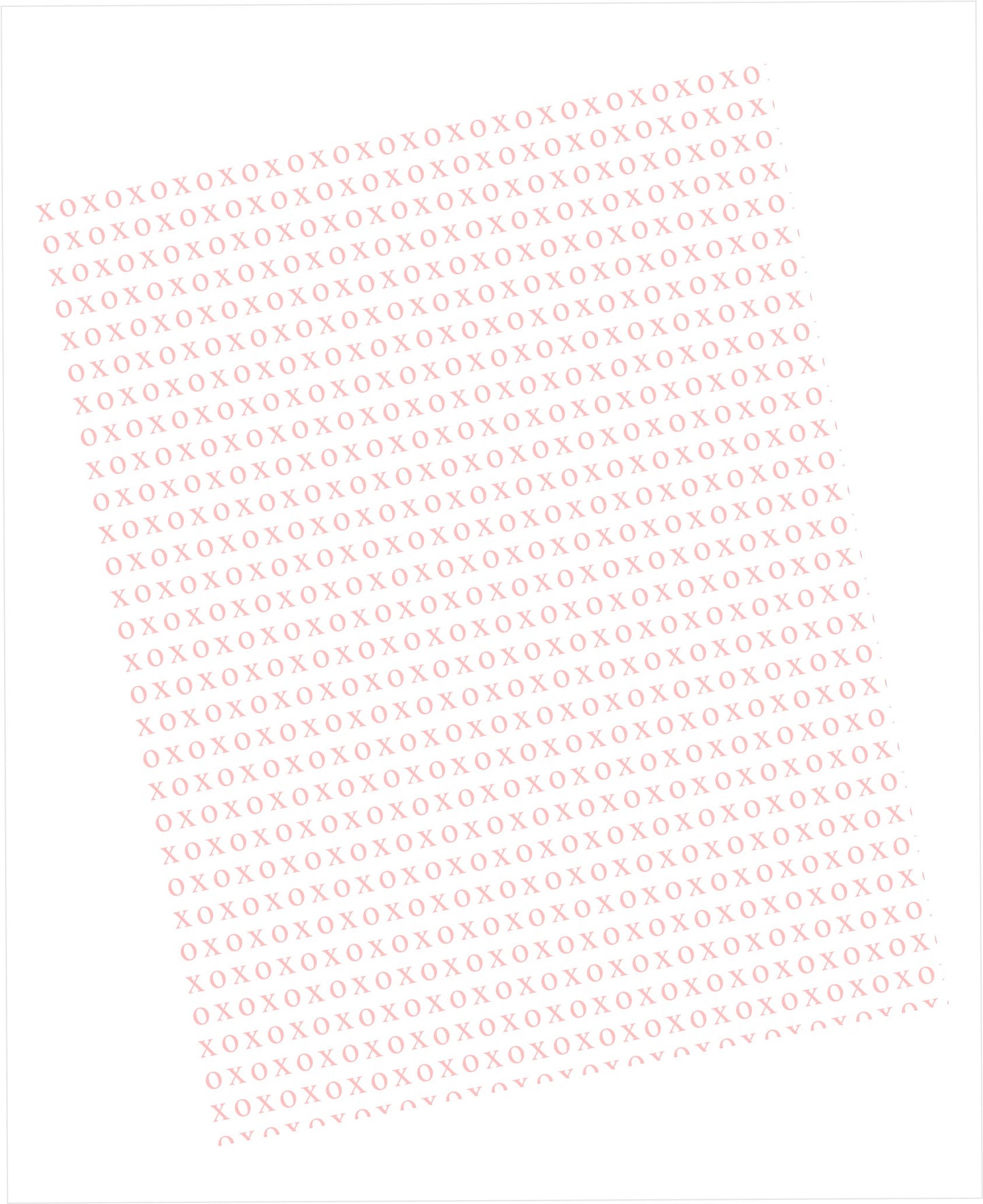 XOXOXO pattern cardstock in light red on white background